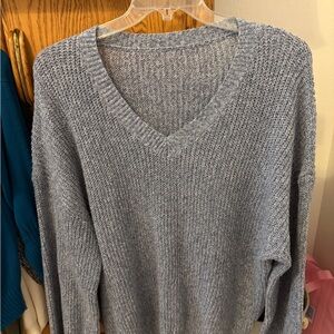 SHEIN Heathered Blue V-Neck Sweater (52)